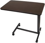 Carex Hospital Bed Table and Overbed Table - Laptop Table for Recliner, Bed, and Sofa - Computer Table for Bed and Hospital Bedside Table, Hospital Tray Table Adjustable with Wheels, brown, ROS-OBT