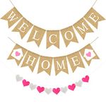 Welcome Home Banner Burlap Welcome Home Decorations, Rustic Bunting Garland Welcome Home Party Decorations, Welcome Home Sign