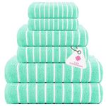 Casa Copenhagen Ecstatic 6 Pieces Towel Set-Aqua Blue, 600 GSM 2 Bath Towel 2 Hand Towel 2 Washcloth, Designed in Denmark Made of Soft Egyptian Cotton for Bathroom, Kitchen & Shower