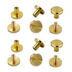 DGOL 50 Pairs Brass Backscrews Golden Leather Fasteners Sturdy Binding Rivets Belt Strap Collar Back Screws PU Studs Length (0.237 inch (6mm))