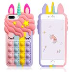 VUNAKE for iPhone 7 Plus iPhone 8 Plus Case Fidget Toy Phone Case for Kids Girls Push Bubble Fidgets Protective Case Silicone Shockproof Case Cover for iPhone 6 Plus/6S Plus/7 Plus/8 Plus - Unicorn