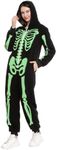 Spooktacular Creations Adult Women Skeleton Family Matching Skeleton Pajama Jumpsuit (Glow in The Dark)-S Black