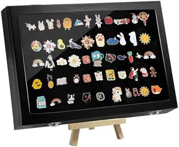 YEXEXINM Large Enamel Pin Display Frame,14" X 9.5" Shadow Box for Wall and Tabletop Display Pin Collection Display Case Pin Display Board for Military Medals, Jewelry Pin Badge Collection, Rings…