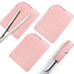 Heat Resistant Straightener Pad 3 Pcs 8.6 x 6.2 Inch Travel Silicone Heat Resistant Mat Heat Mat for Curling Iron Straightener Holder Flat Iron Mat for Hot Hair Dryer Salon Tools (Pink)