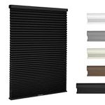 Boolegon Blackout Cellular Shades Cordless Pull Down Color-Match 1.8 Inches Cellular Blinds Thermal Insulated Honeycomb Blinds for Windows Home Office, Blackout-Black, Custom Size