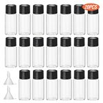 Hyber&Cara 20 Pcs 5ml Clear Glass Bottles Small Empty Sample Vials with Screw Cap, Bonus 2 Pcs Mini Funnels