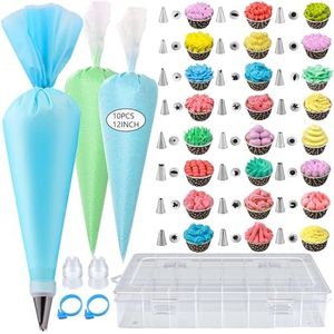 GZMAISULEE 40PCS Piping Bags and Nozzles Set 12 Inch Pastry Bags Cakes Decorating Kit Supplies, 10 Icing Bags Disposable with 1 Reusable Piping Bags, 24 Frosting Nozzles, 2 Couplers, 1 Storage Box