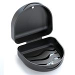 BVN Retainer Case Denture Box: Slim Braces Case,Denture Baths,Orthodontic Dental Case, Mouth Guard Case, Denture Box, Teeth Aligner Case, Night Guard Case Container Storage Holder Black.