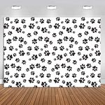 Paw Print Themed Photography Backdrop Vinyl 7X5FT Happy Birthday Party Supplies Puppy Dog Paw Print Photo Background Baby Shower Pet Treat Party Decoration Candy Table Photo Booth Studio Props