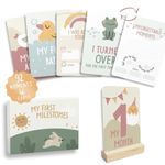 HuBorns - Baby Milestone Cards in English to Remember the Most Special Moments, 46 Beautifully Designed Baby Monthly Milestone Cards, Ideal Baby Card as a Gifts & Keepsakes