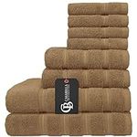 CASABELLA Premium Quality 8 Pc Set Truffle Towel Set 100% Combed Cotton 650 GSM Towels Set-2 Bath Towels, 2 Hand Towels, 4 Wash cloths, Highly Absorbable 8 Pc Truffle Towel bale Sets