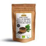 Ausha Organic Tellicherry Black Peppercorns 500g Whole | 2**Star GREAT TASTE AWARD 2022 - Pepper Size 4.25mm - 4.75mm - Certified Organic - Wayanad Pepper