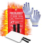 Fire Blanket Kitchen, Fire Suppression Blanket, Fire Emergency[1 Pack 40”x40” w/Glove], High Heat Resistant Fiberglass Blanket Emergency Survival Safety Cover for Home Safety,School Fireplace,Camping