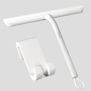 Vinabo Rasquetas Limpiacristales para Ducha de Silicona con Soporte, Limpia Mamparas Cristal, Limpieza y Alisado Superficies Ventanas, Espejos y Baños-21cm,Blanco