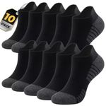 TANSTC Ankle Trainer Socks Cushioned Sports Socks for Men Non-slip Tab Cotton Breathable Low Cut Athletic Running Socks 10 Pairs,Black,L