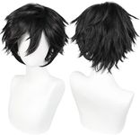 ANOGOL Hair Cap +Short Black Wig fo