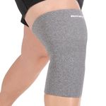 BraceAbility Plus Size Neoprene Knee Sleeve - XXXL Knee Compression Sleeve for Large Legs and Big Thighs, Arthritis Joint Pain Support Knee Brace for Obese - Fits Men and Women (3XL - Gray)