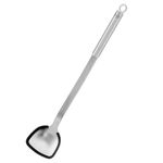 RÖSLE BBQ Wok Spoon, Spoon with Silicone Rim and Round Handle, 18/10 Stainless Steel, Dishwasher Safe, 40 cm, Silver/Black