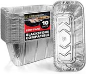 Stock Your Home Foil Grill Drip Pan Compatible with Blackstone's 28”, 30”, & 36” BBQ Griddle + 17” & 22” Tabletop Range- Disposable Aluminum Oil Catcher Tray, Blackstone Grease Cup Liners