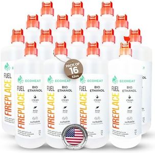 ECOHEAT Fireplace Fuel, Bio-Ethanol, Clean Burning/Eco-Friendly - 4 Gallons (128 oz.) (16 Quarts) (16 Pack 32 oz) for Table Top Fire Pit & Ethanol Fireplaces - Made in USA