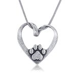 Rosa Vila Heart Shape With Dog Paw Necklace, Puppy Necklace for Owners of All Dog Breeds, Dog Remembrance Necklace, Veterinarian Necklace and K9 Officer Gift for Women, Metal, No Gemstone