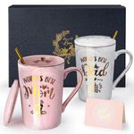 Gifts for Mom and Dad from Daughter Son, Best Gifts for Wedding Anniversary Birthday Christmas Mother's Day Father's Day Parent's Day, 14oz Coffee Couple Cups Gift Set, World's Best Mom Dad.