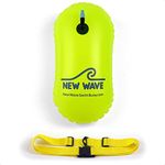 New Wave Swim Bubble for Open Water Swimmers Triathletes - Swim Safety Buoy & Tow Float (Fluo Green)