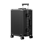 AnyZip Carry On Luggage PC+ABS Aluminum Frame Zipperless Luggage Hard Shell Suitcase with TSA Lock Double Spinner Wheels 20 Inch Black