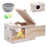 BREUAILY Parakeet Nesting Box Transparent Budgie Breeding Box with Perch Wood and Viewing Window Wood Parakeet Nesting Box for Lovebirds Cockatiel Parakeet Budgie Birds