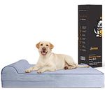 KOPEKS Jumbo Orthopedic Dog Bed - 7-inch Thick Memory Foam Pet Bed with Pillow With Removable Cover & Free Waterproof Liner - For Large Breed Dogs