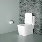 Ruhe Athos Ceramic Western Toilet, S-Trap | White Glossy Finish, 25.5x14.5x29 Inches | Rimless, 7D Siphonic Flushing, Dual-Flush System | Includes Soft-Close Seat Cover | Floor Mounted Western Commode