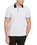 Perry Ellis Men's Icon Polo Shirt with Solid, Breathable, Moisture-Wicking Fabric (Sizes Small-5xl), White/Black, XS