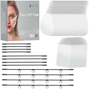 QiccJxyx Face Lift Tape 200PCS,Adjustable Elasticity,Face Lift Tape Invisible,Instant Facelift Tape for Wrinkles,Waterproof Transparent Lifting Tapes with Elastic Bands (200PCS)