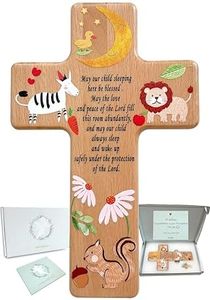 Oraaham Baby Wall Cross-Decorative Wood Cross & angel Child room Wall Hanging for Nursery Perfect Keepsake Baptism, Christening Gift for Boys&Girls