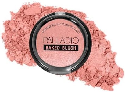 Palladio Baked Blush, Highly Pigmented Shimmery Formula, Easy to Blend and Highly Buildable, Apply Dry for a Natural Glow or Wet for a Dramatic Luminous Look, Long Lasting for All day Wear, Rosey