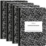 Alitte Composition Notebooks 4-Pack | Wide Ruled, 200 Pages (100 Sheets) | Black Marble, Smooth Thick Pages | 9.75x7.5, | School Notebooks, Writing Pads