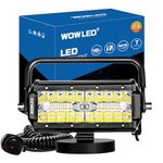 WOWLED Magnetic LED Work Light Bar, 7 Inch 120W LED Combo Beam Light Pod with Magnetic Base Mount, Portable LED Light Flood and Spot for Camping Car SUV Boat Bar Truck Driving Lamp Fog Lights