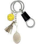 MGP FASHION Badminton Racket Racquet Shuttlecock Sports Tools With Smiley Emoji Bike Pendant Locking Hook Full Metal Stylish Design Keyring Key Chain Key Case