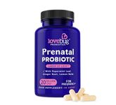 LoveBug Probiotics Prenatal Probiotic, 20 Billion CFU & 7 Strains, with Peppermint Leaf, Ginger Root & Lemon Balm, 30 Capsules, Vegan & Non-GMO