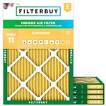 Filterbuy 16x20x1 Air Filter MERV 11 Allergen Defense (5-Pack), Pleated HVAC AC Furnace Air Filters Replacement (Actual Size: 15.50 x 19.50 x 0.75 Inches)