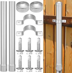 Hicarer 2 Pack 2-3/8" Od Fence Height Extender 24" Metal Fence Post Extender Chain Link Fence Extension Galvanized Fence Post, Includes Dome Caps Grip Ties and Screws