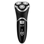 MAX-T Men's Electric Shaver - Corded and Cordless Rechargeable 3D Rotary Shaver Razor for Men with Pop-up Sideburn Trimmer Wet and Dry Painless 100-240V Black (Metal Black)