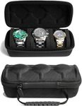 Street27® Travel Watch Case Organizer Watch Box With Zipper Heavy Duty Portable Travel Friendly Case Fits all Wristwatches & Smart Watches Up To 60MM Compatible for Apple Watch (Black(3 Slots))