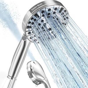 Baseau Luxury Shower Head,10 Functions Spray Setting High Pressure Handheld ShowerHead, Built-in Pause Mode & 2 Jet Mode Power Wash for Tubs Tiles Walls Pets Cleaning (Showerhead Only)