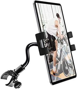 Exercise Bike iPad Holder for Peloton, Gooseneck Treadmill iPad Mount - Spin Bike Handlebar for Indoor Stationary Bicycle, Elliptical, Stroller for iPad, iPhone, Galaxy Tab/Z Fold, Kindle, 4.7-12.9"