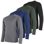 miijoory Long Sleeve T Shirts for Men Breathabal Quick Dry Performance Sports Gym Tops UV Sun Protection Tee Shirts for Workout Running 4 Pack (L,Black,Blue,Dark Grey,Army Green)