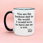 Luckiest Dad In The World Personalized Coffee Mugs, Funny Dad From Son Gift Ideas, Dad Birthday Gifts, Funny Dad Gifts, Cute Funny Dad Mugs