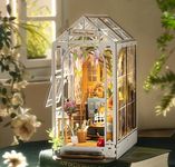 ROWOOD Book Nook Kit Gardenhouse, DIY Miniature Doll House Kit with LED Light, 3D Wooden Puzzle Booknook Bookends Model Kits for Adult to Build, Home Decor, Creative Gift for Christmas