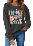 LHBNK In My Mom Era Sweatshirt Women Mama Sweatshirt Mom Life Pullover Tops Casual Long Sleeve Blouse, Grey, XXL