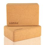 Cork Yoga Block Set 2 Pieces 9" x 6" x 3", Professional Bricks for Pilates Home Exercise, Fitness Easy to Grip, Non-Slip Surface